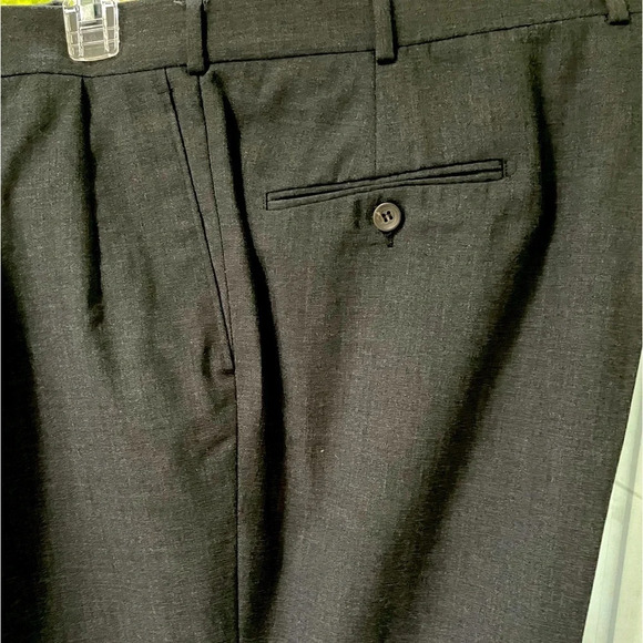 Men’s pleated 1&1/2” cuffed dress pants in charcoal black. Slant side pockets. - Picture 2 of 7
